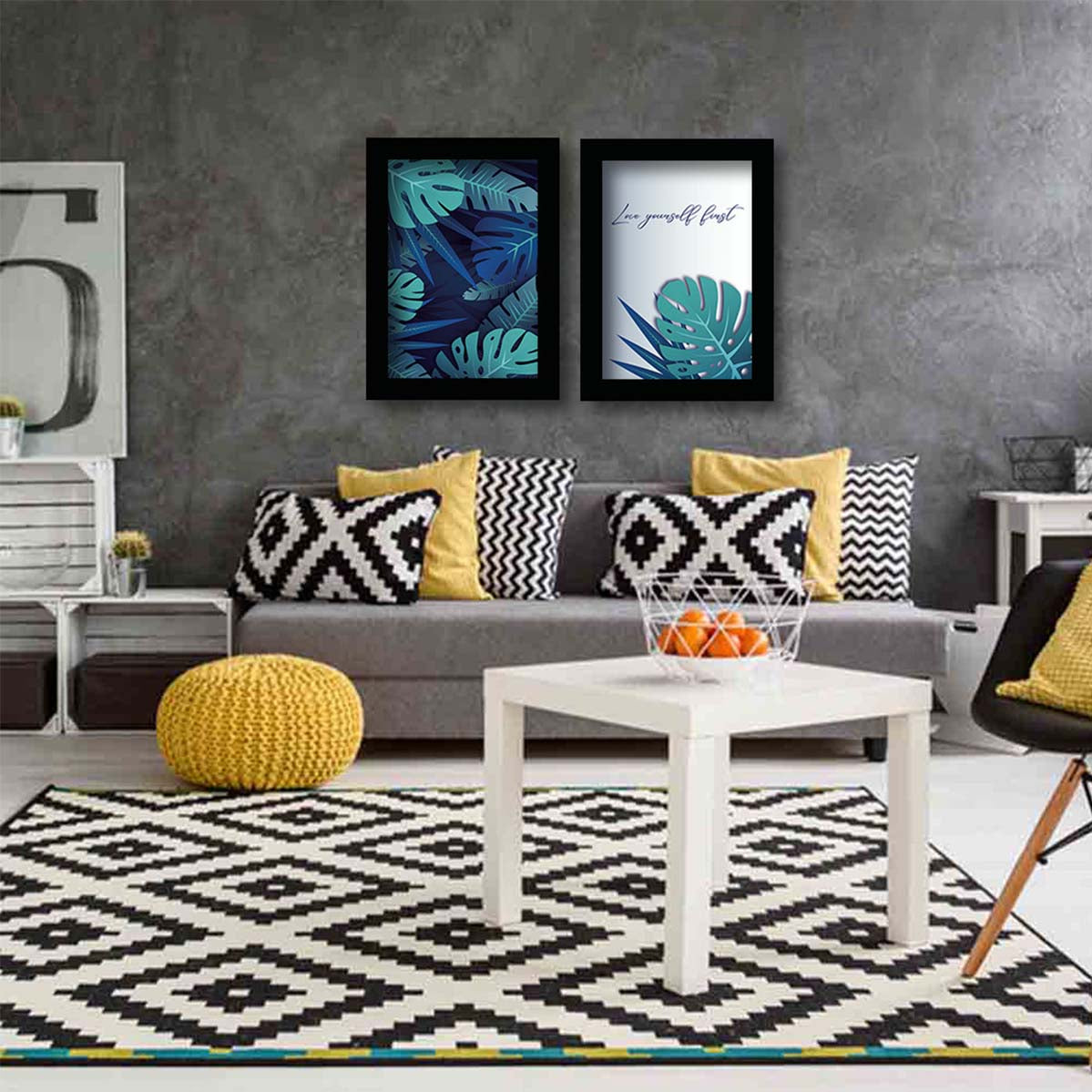 Modern Art Framed Wall Painting Poster for Living room Bedroom Office Gifts Home Decoration Set Of 2