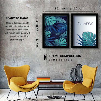 Modern Art Framed Wall Painting Poster for Living room Bedroom Office Gifts Home Decoration Set Of 2