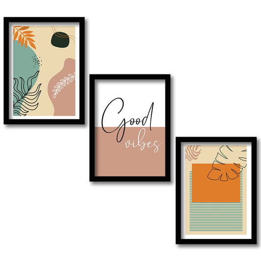 Wall Decor Modern Art Framed Wall Painting Poster for Living room Bedroom Office Gifts Home Decoration Frame In Beige (Set of 3) 11x14 Inches