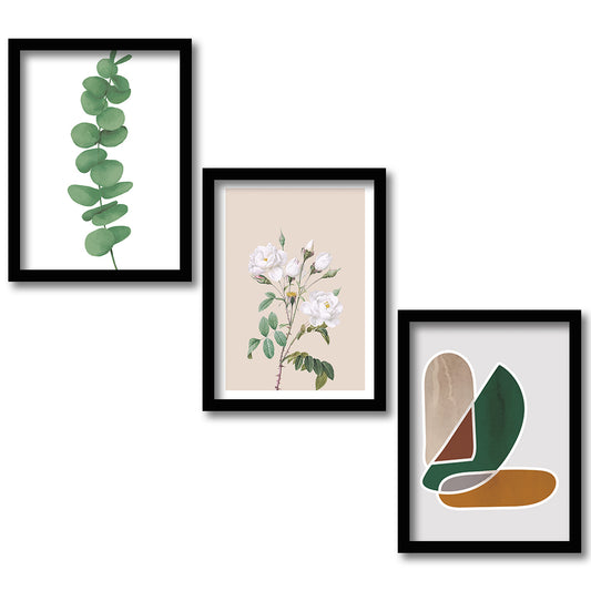 Wall Decor Modern Art Framed Wall Painting Poster for Living room Bedroom Office Gifts Home Decoration Frame In Beige (Set of 3) 11x14 Inches