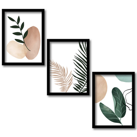 Wall Decor Modern Art Framed Wall Painting Poster for Living room Bedroom Office Gifts Home Decoration Frame In Beige (Set of 3) 11x14 Inches