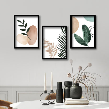 Wall Decor Modern Art Framed Wall Painting Poster for Living room Bedroom Office Gifts Home Decoration Frame In Beige (Set of 3) 11x14 Inches