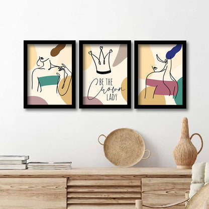 Wall Decor Modern Art Framed Wall Painting Poster for Living room Bedroom Office Gifts Home Decoration Frame In Beige (Set of 3) 11x14 Inches