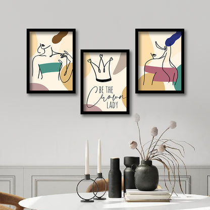 Wall Decor Modern Art Framed Wall Painting Poster for Living room Bedroom Office Gifts Home Decoration Frame In Beige (Set of 3) 11x14 Inches