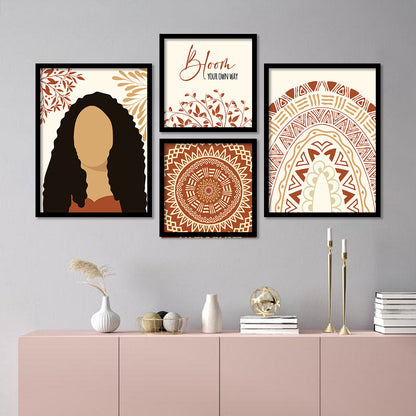 Wall Decor Paintings For Living Room Bedroom - Wall Posters For Girls (Set of 4) 11x14 Inches