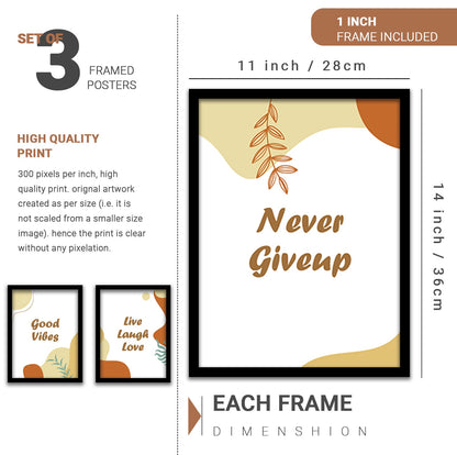 Motivational Wall Frames Posters Paintings For office study Room Home Decoration ( set of 3 )