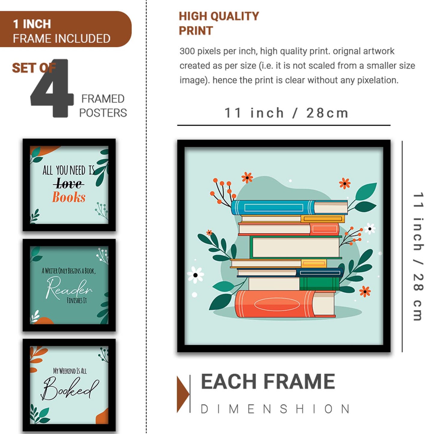 Motivational Wall Frames Posters Paintings For office study Room Home Decoration ( set of 4 )