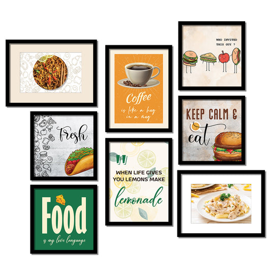 Caffe, Restaurant, Kitchen Wall Decor Frames (Set of 8)