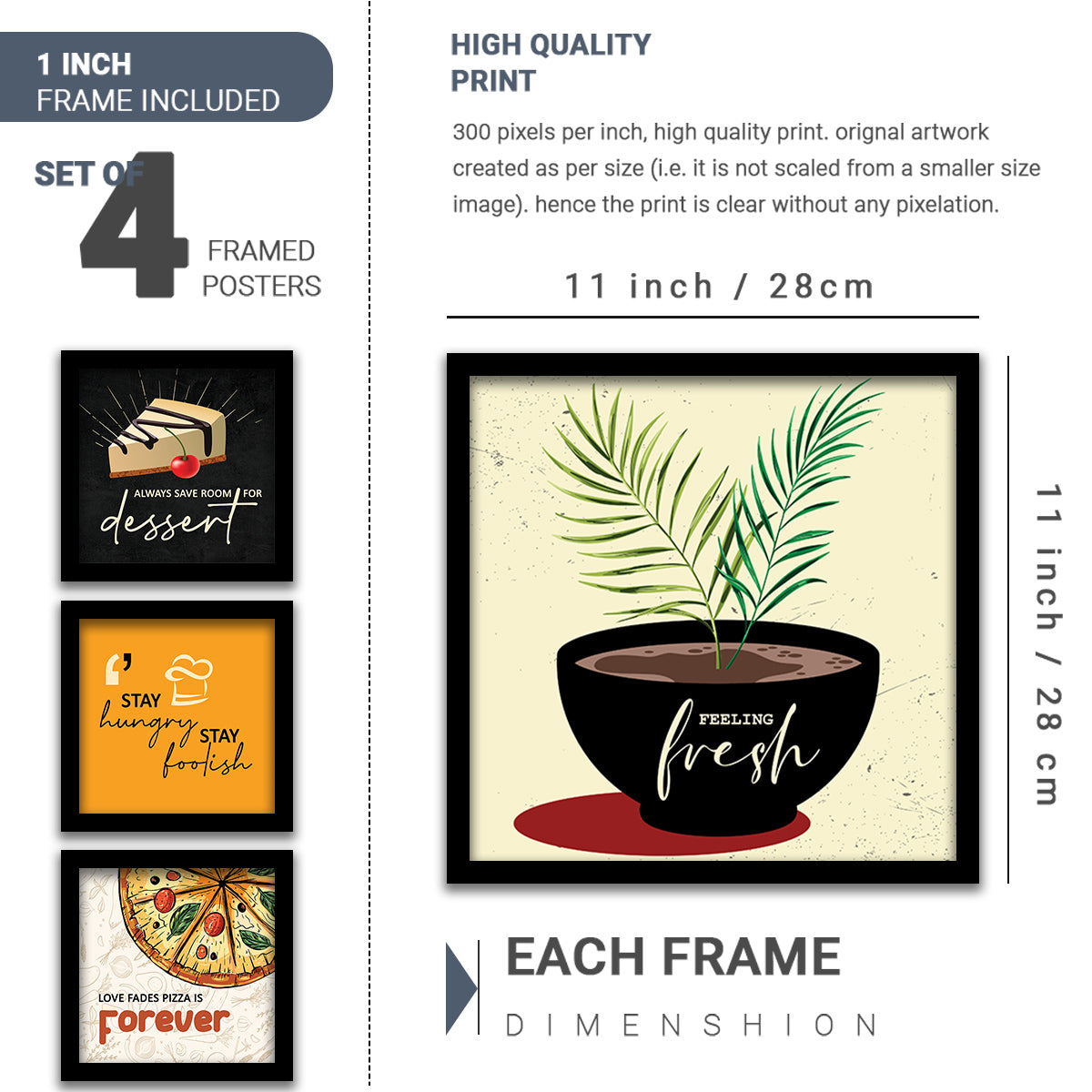 Caffe, Restaurant, Kitchen Wall Decor Frames (Set of 4)