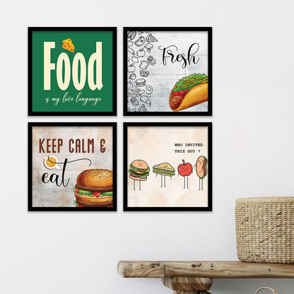 Caffe, Restaurant, Kitchen Wall Decor Frames (Set of 4)